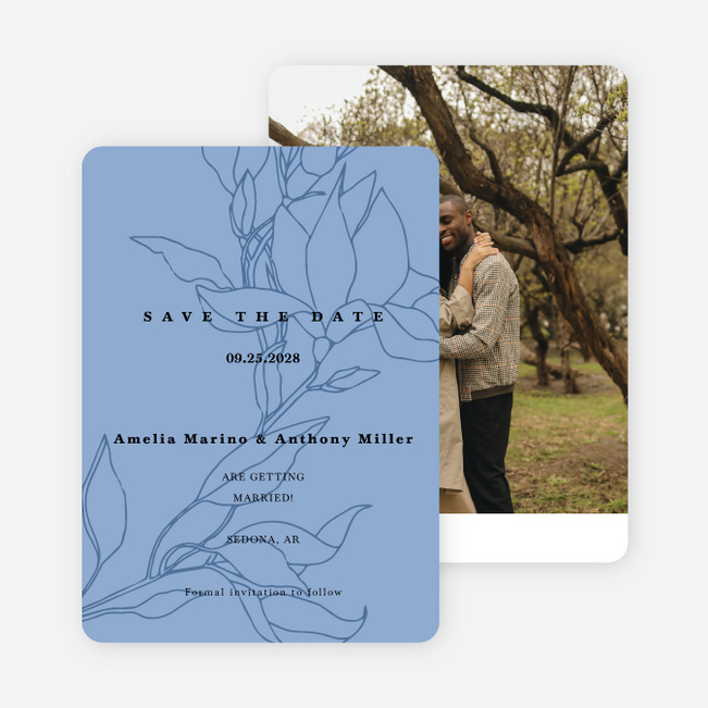 Blooming Branch Save the Date Cards - Blue