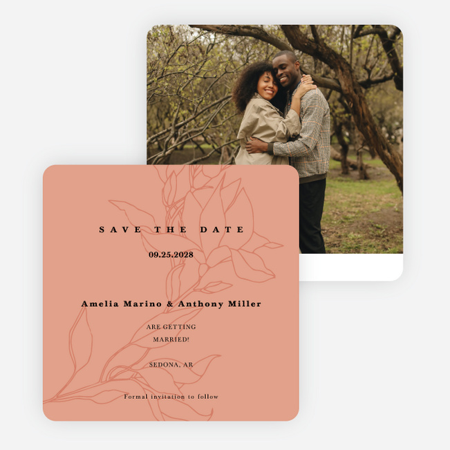 Blooming Branch Save the Date Cards - Orange