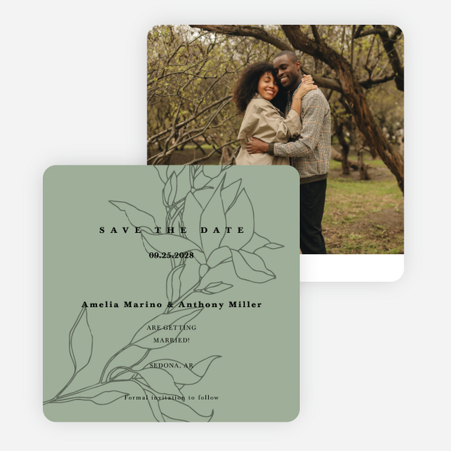 Blooming Branch Save the Date Cards - Green