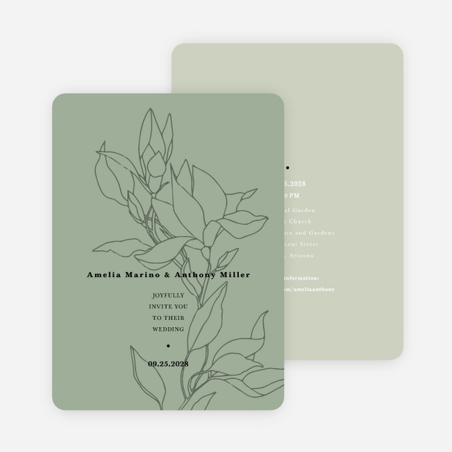 Blooming Branch Wedding Invitations - Green