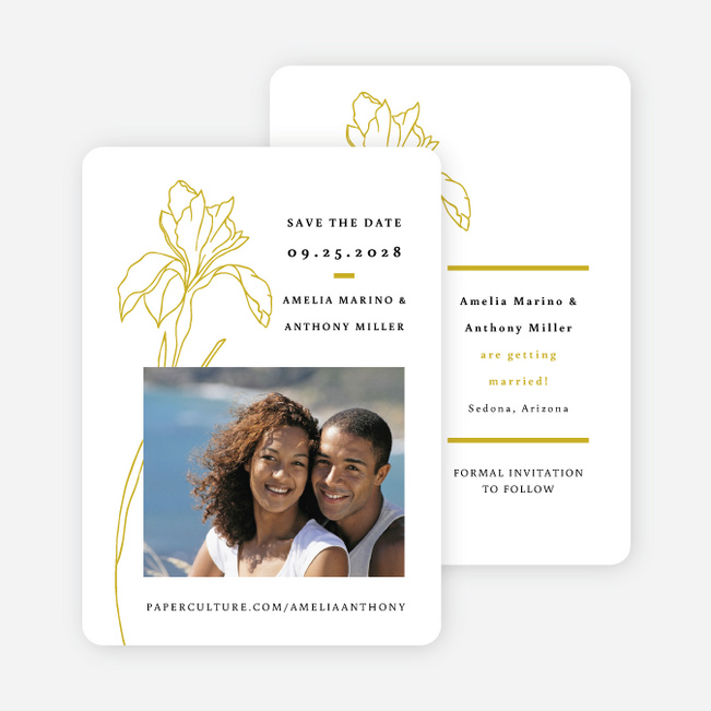 Eminent Iris Save the Date Cards - Yellow