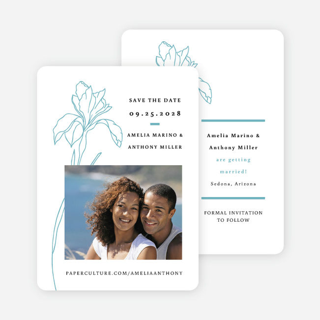 Eminent Iris Save the Date Cards - Blue