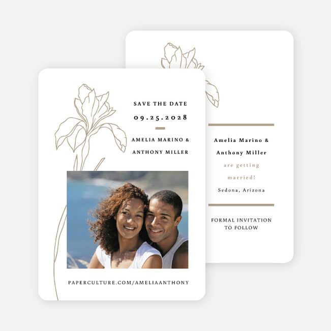 Eminent Iris Save the Date Cards - Brown