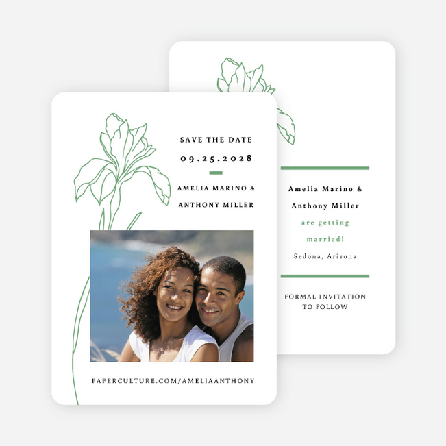 Eminent Iris Save the Date Cards - Green