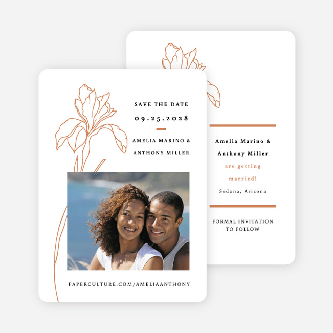 Eminent Iris Save the Date Cards - Orange