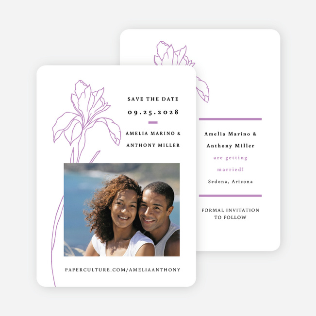 Eminent Iris Save the Date Cards - Purple