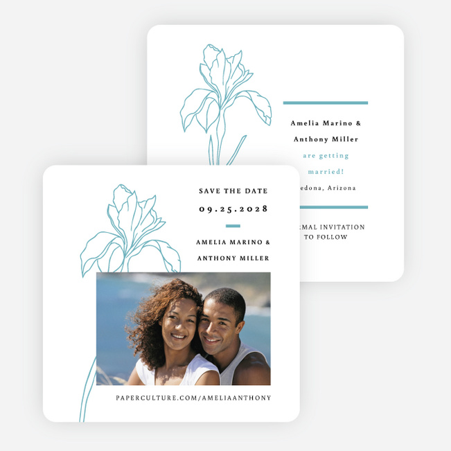 Eminent Iris Save the Date Cards - Blue