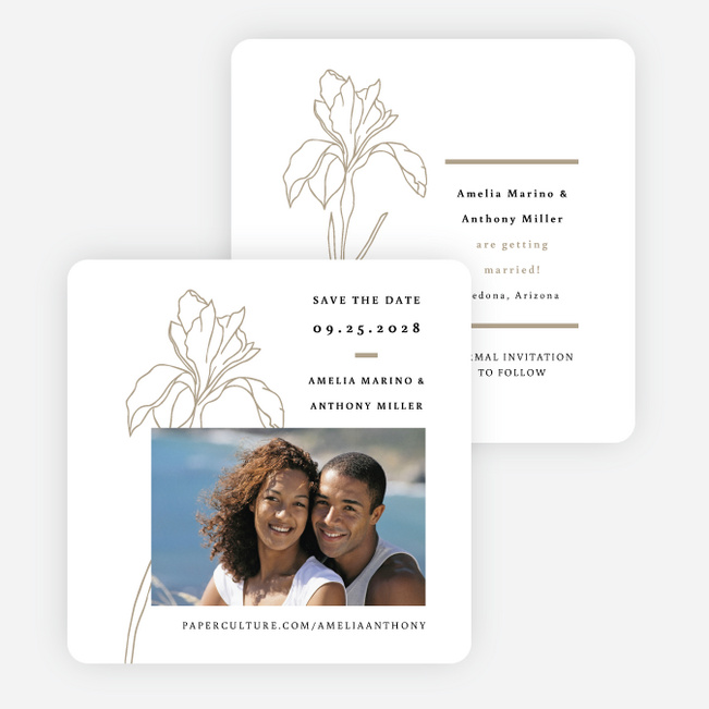 Eminent Iris Save the Date Cards - Brown
