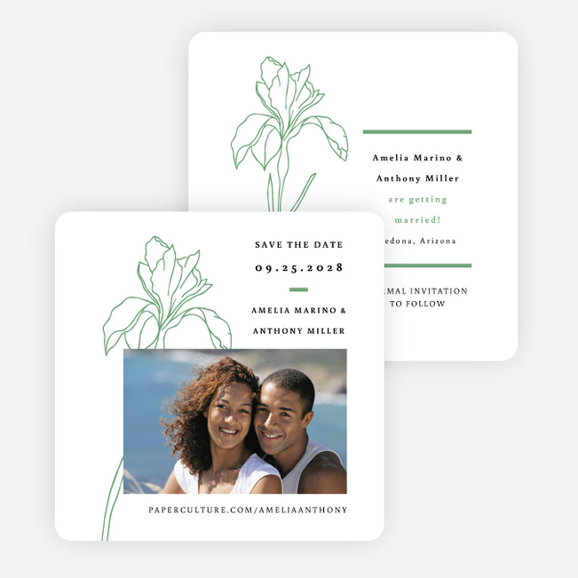 Eminent Iris Save the Date Cards - Green