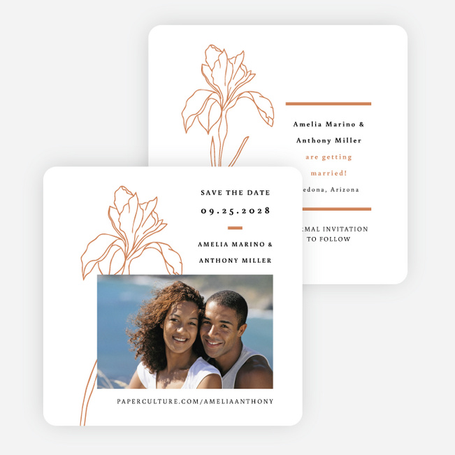 Eminent Iris Save the Date Cards - Orange