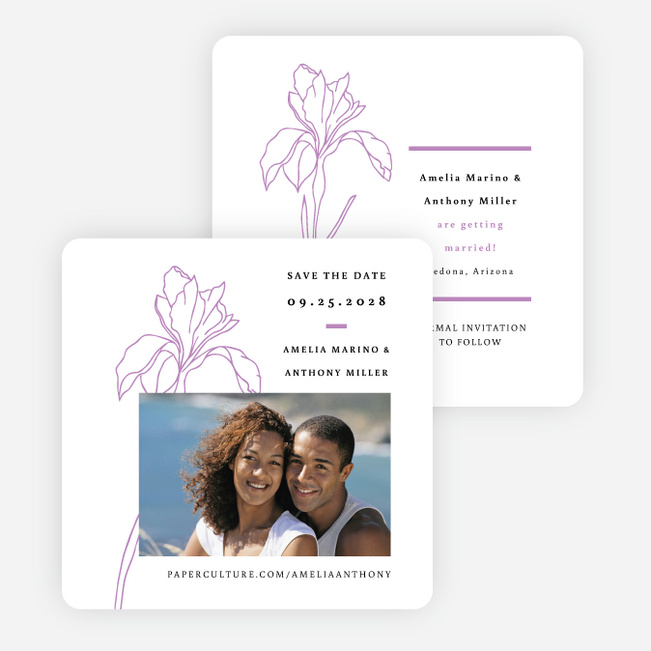 Eminent Iris Save the Date Cards - Purple