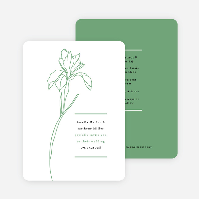 Eminent Iris Wedding Invitations - Green