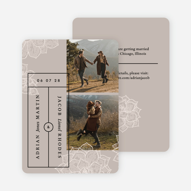 Modern Succulent Save the Date Cards - Brown
