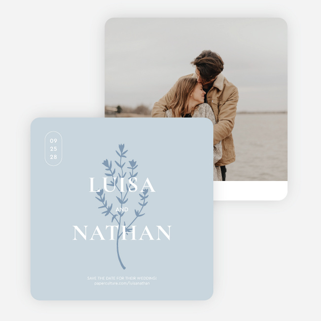 Blushing Shadow Save the Date Cards - Blue