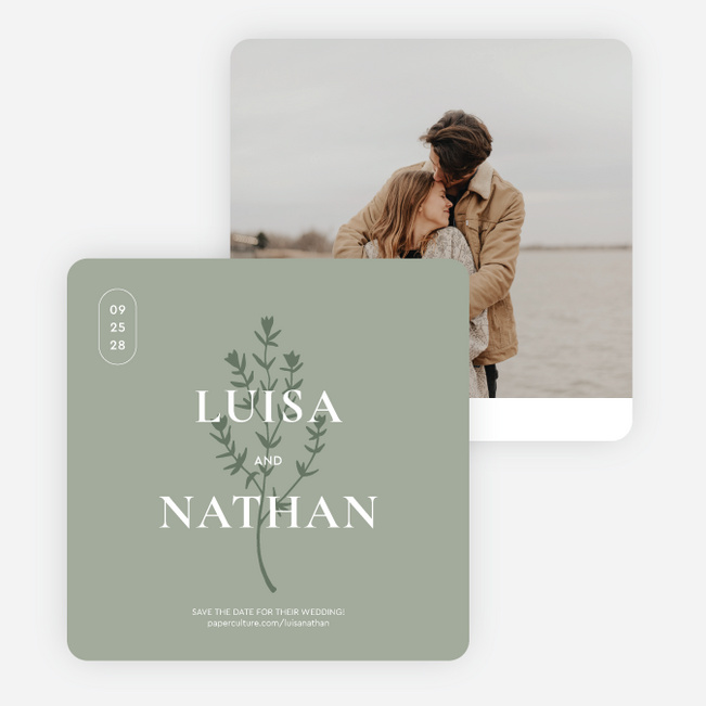 Blushing Shadow Save the Date Cards - Green