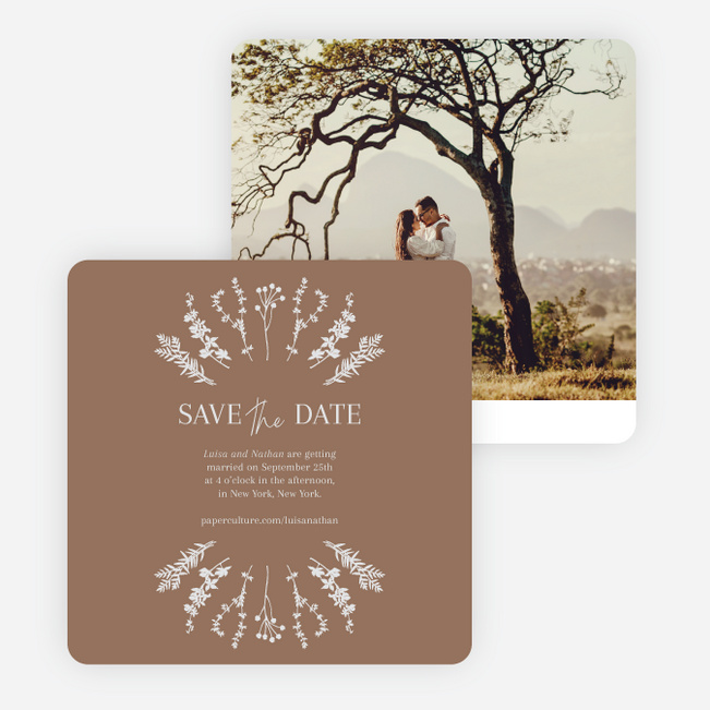 Rustic Garden Herbs Save the Date Cards - Brown
