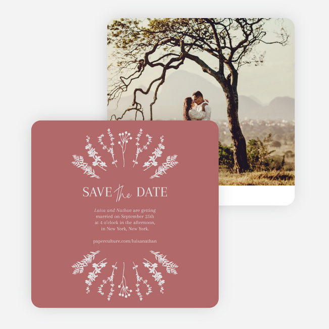 Rustic Garden Herbs Save the Date Cards - Pink