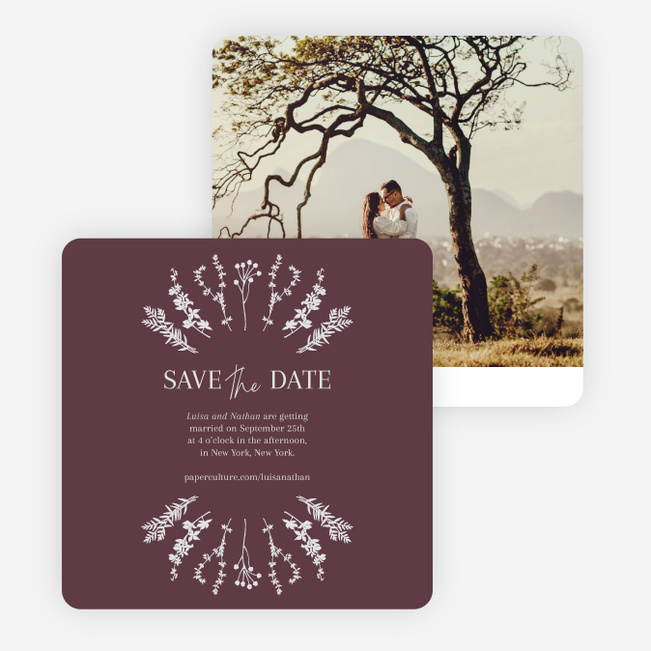 Rustic Garden Herbs Save the Date Cards - Purple