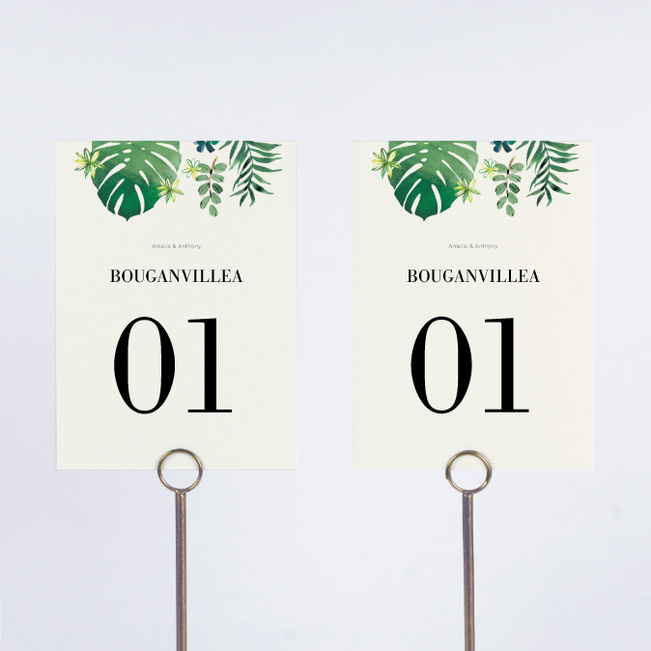 Flora And Fauna Wedding Table Cards - Beige