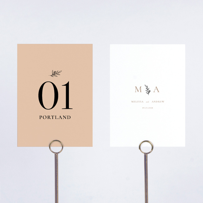 Minimalistic Love Wedding Table Cards - Beige
