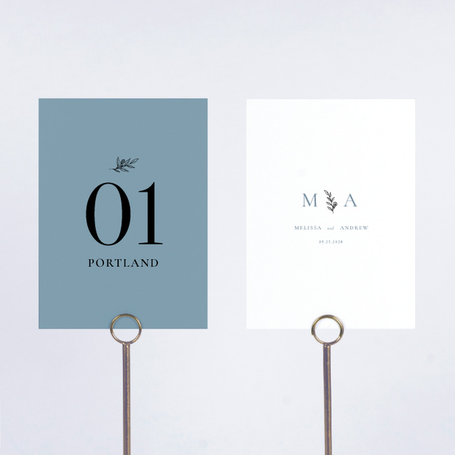 Minimalistic Love Wedding Table Cards - Blue