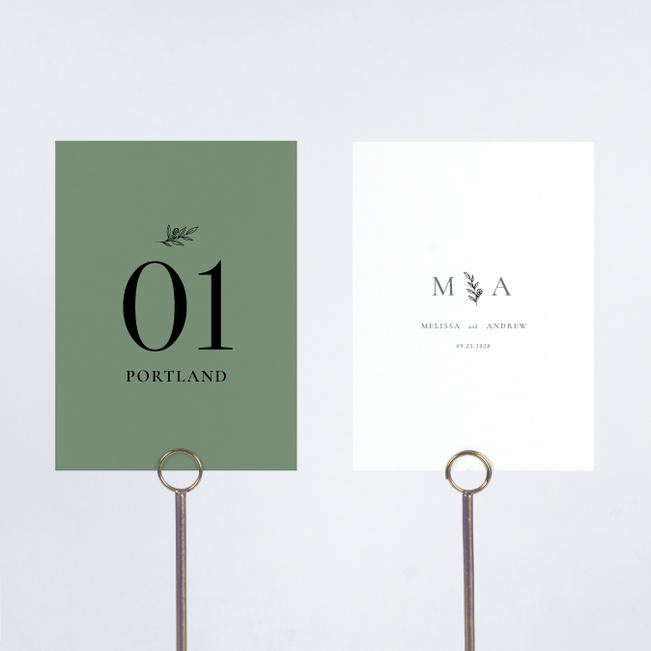 Minimalistic Love Wedding Table Cards - Green