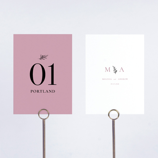 Minimalistic Love Wedding Table Cards - Pink
