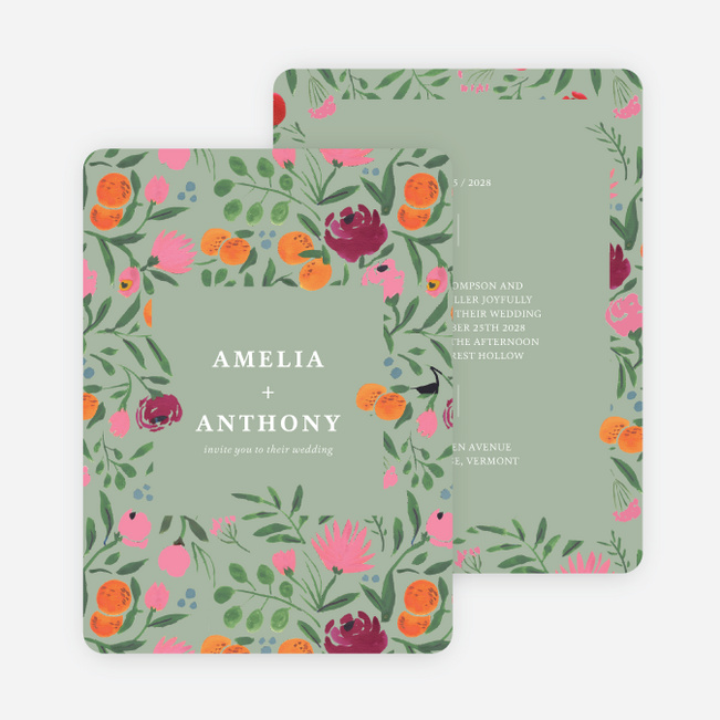 Midnight Forest Wedding Invitations - Green