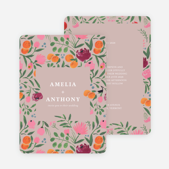 Midnight Forest Wedding Invitations - Pink