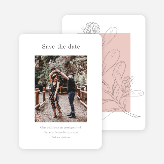 Blushed Sketch Save the Date Cards - Pink