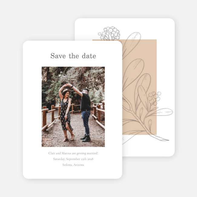 Blushed Sketch Save the Date Cards - Beige