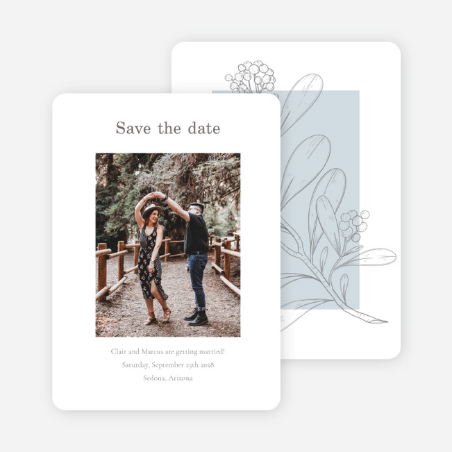 Blushed Sketch Save the Date Cards - Blue