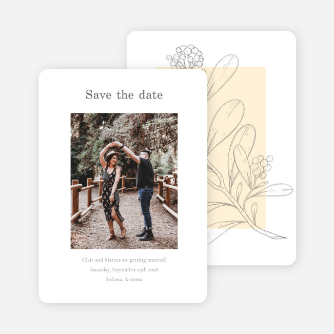 Blushed Sketch Save the Date Cards - Yellow