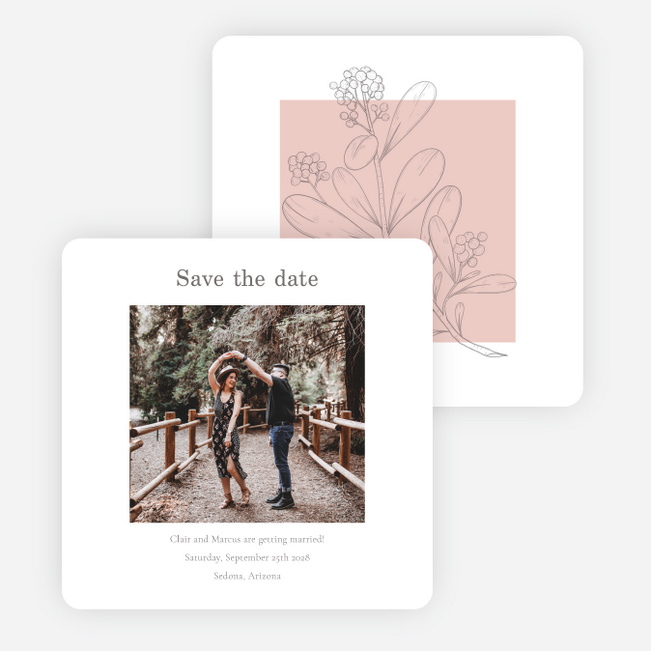 Blushed Sketch Save the Date Cards - Pink