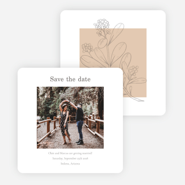 Blushed Sketch Save the Date Cards - Beige