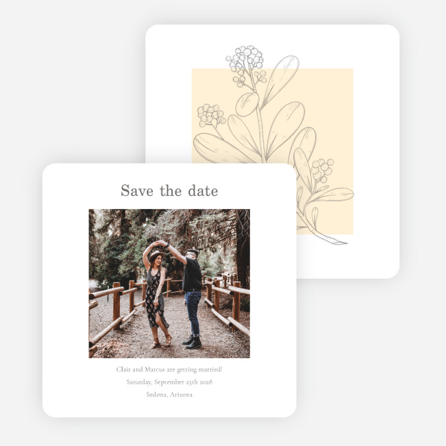 Blushed Sketch Save the Date Cards - Yellow