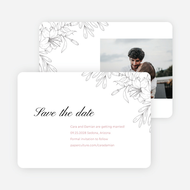 Blushing Floral Arch Save the Date Cards - White