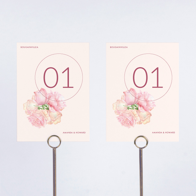 Bohemian Romance Wedding Table Cards - Pink