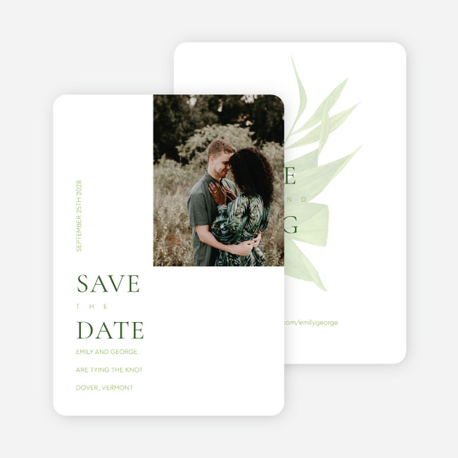 Modern Minimal Tropical Save the Date Cards - Green