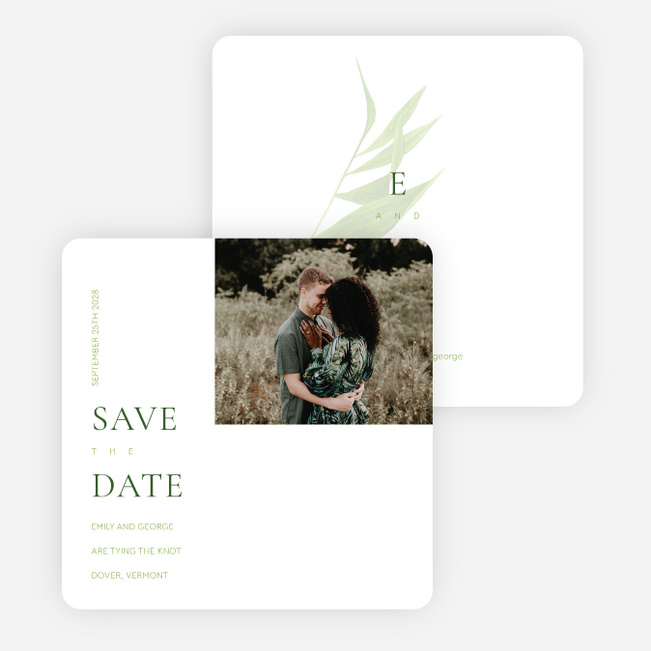 Modern Minimal Tropical Save the Date Cards - Green