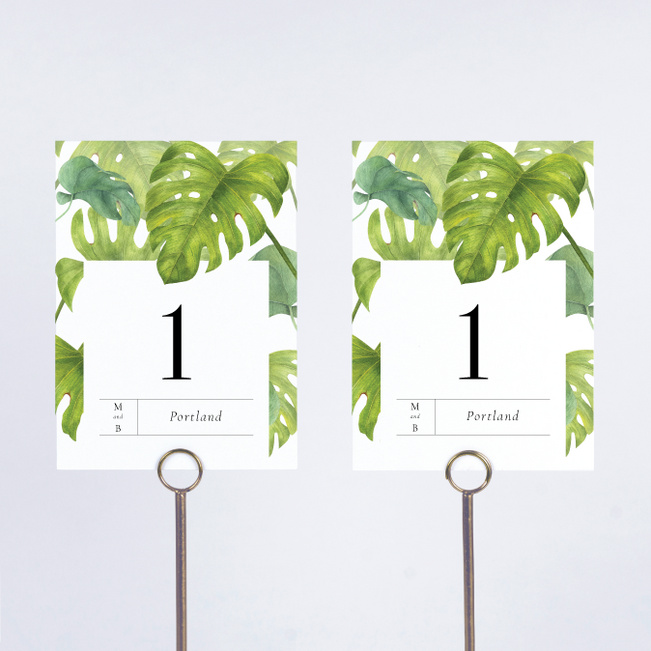 Tropical Resort Wedding Table Cards - Green