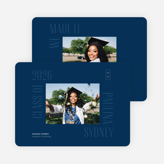 Accomplished Frame Graduation Announcements & Graduation Invitations - Blue