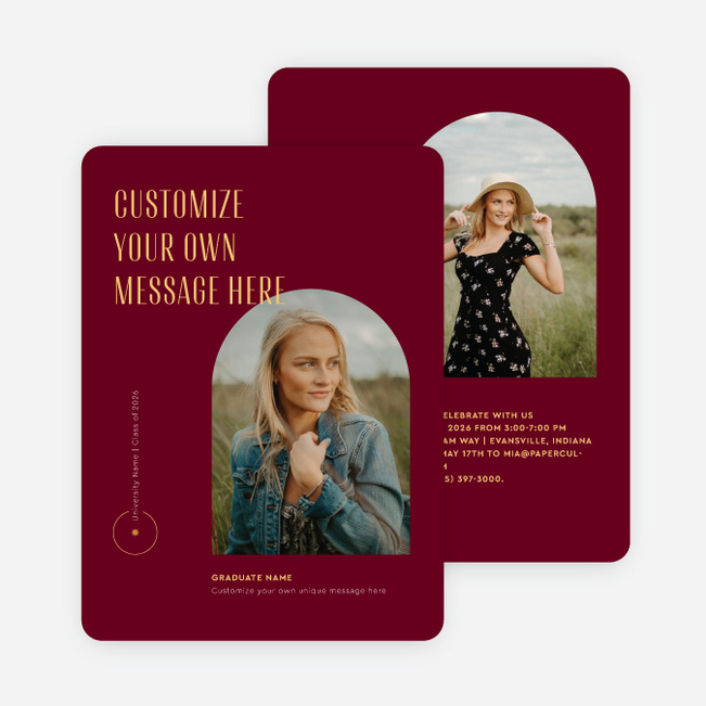Arched Window Graduation Announcements & Graduation Invitations - Red
