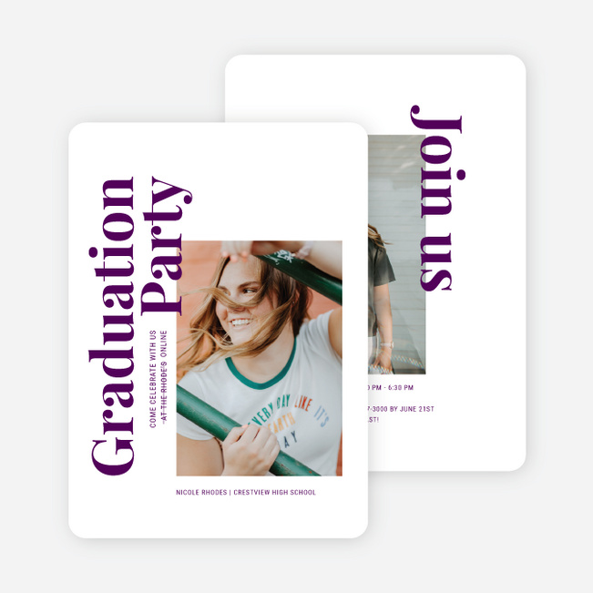Classic But Different Graduation Announcements & Graduation Invitations - Purple