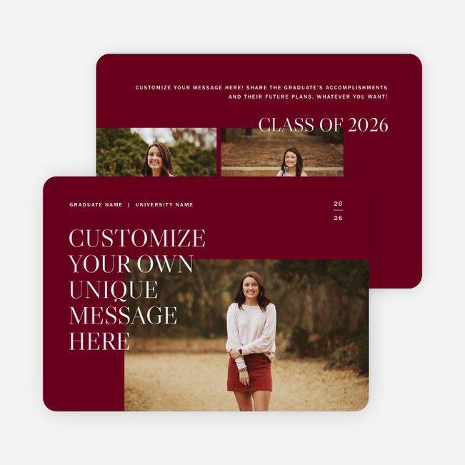 Classic Overlap Graduation Announcements & Graduation Invitations - Red