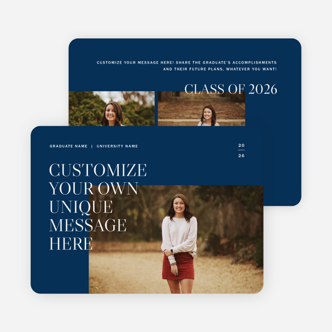 Classic Overlap Graduation Announcements & Graduation Invitations - Blue