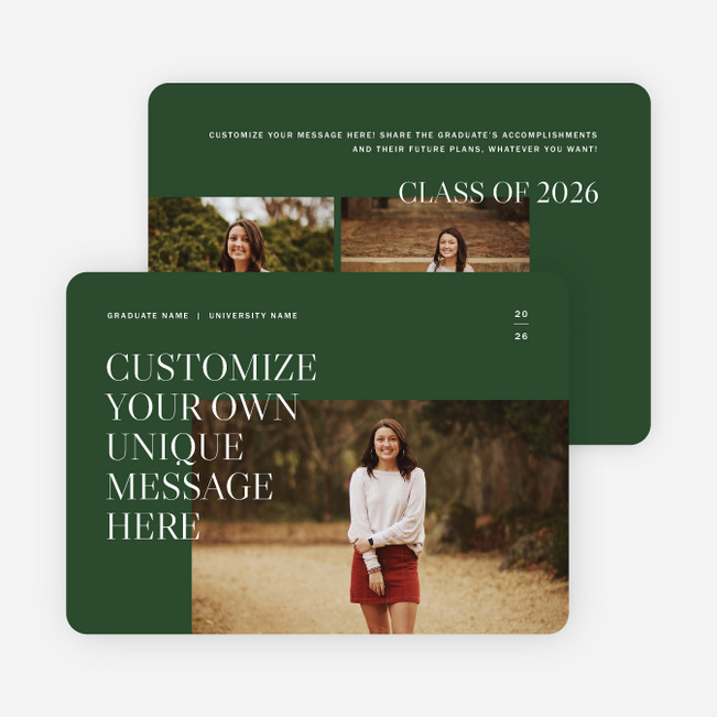 Classic Overlap Graduation Announcements & Graduation Invitations - Green