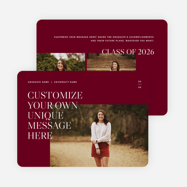 Classic Overlap Graduation Announcements & Graduation Invitations - Red