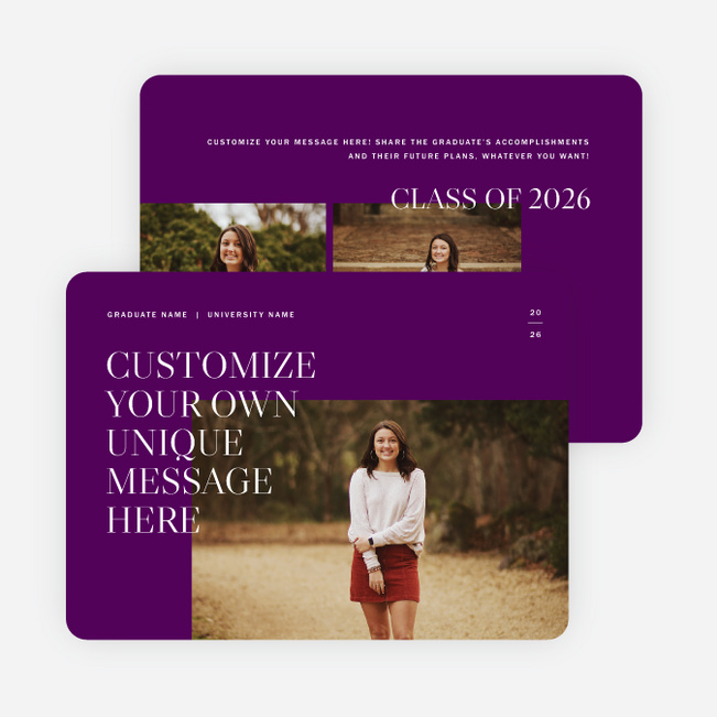 Classic Overlap Graduation Announcements & Graduation Invitations - Purple