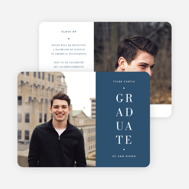 Classy Distinction Graduation Announcements & Graduation Invitations - Blue